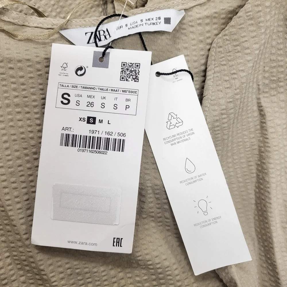 New Zara Textured Linen Blend V-Neck Sleeveless Belted Tan Jumpsuit NWT Small